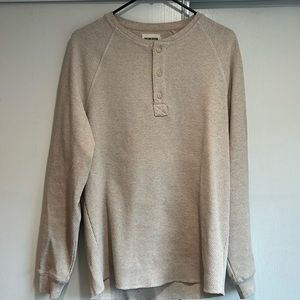 TAYLOR STITCH CREAM Henley Cotton Blend Sz 40 / M Half Button LS Shirt